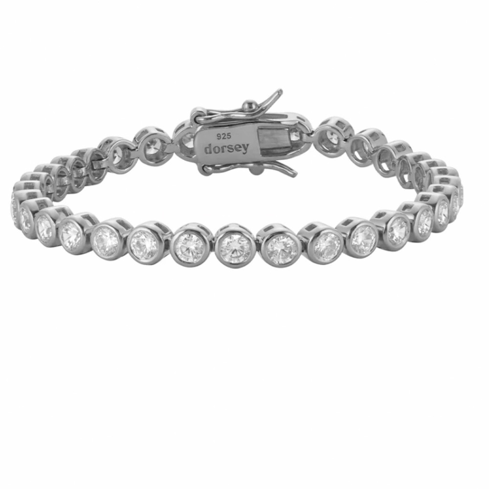 Dorsey James Bezel 3MM 6 inch Lab White Sapphire Silver Tennis Bracelet